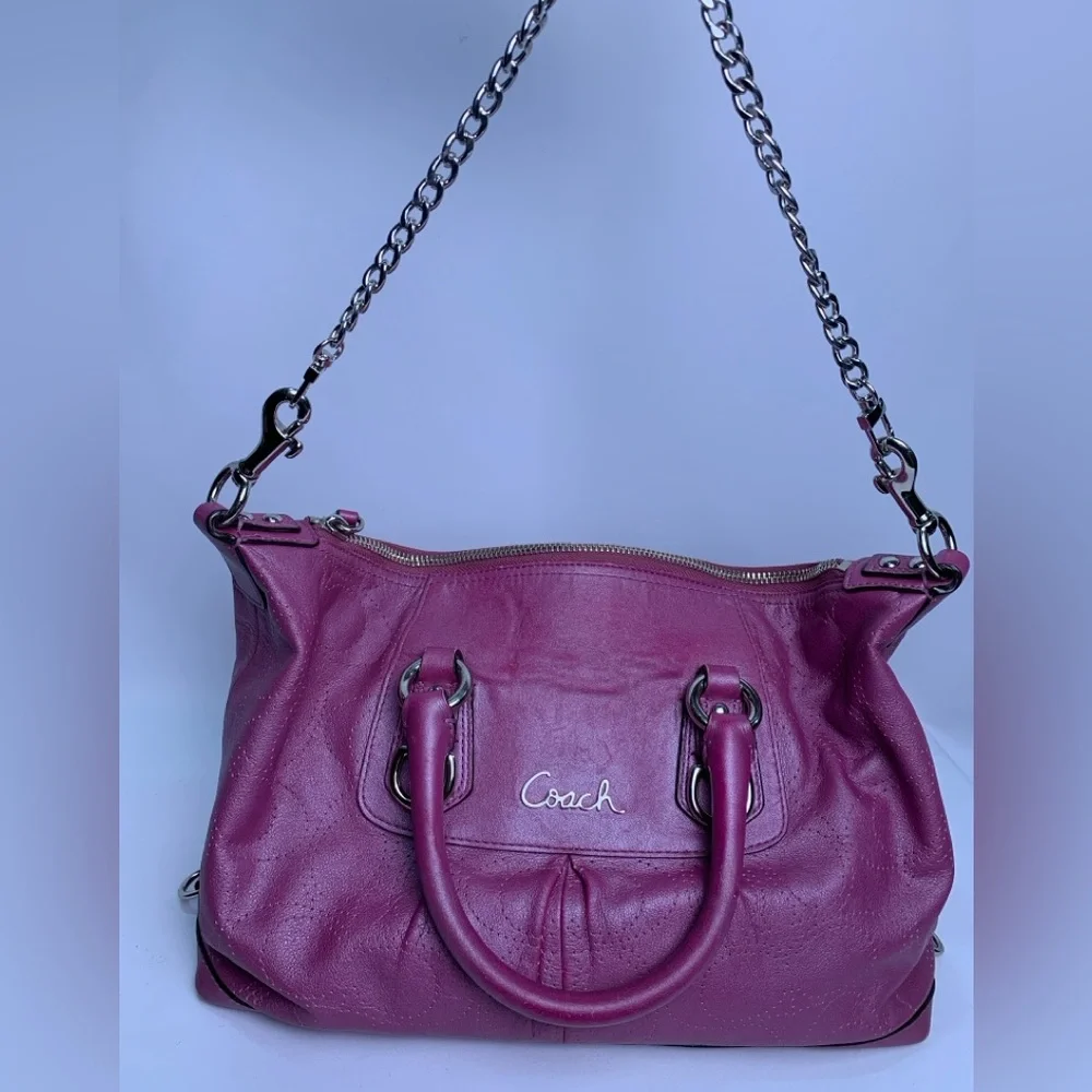 Coach Ashley Pink Leather Convertible Hobo Bag Mauve - Picture 5 of 15
